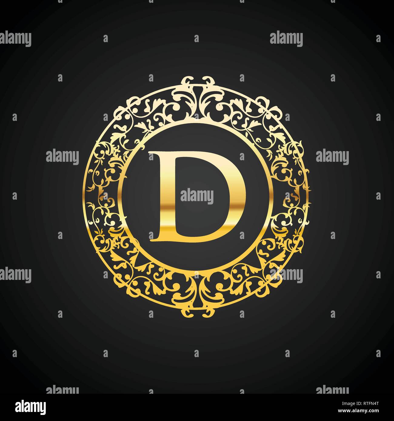 D Lettre de luxe et d'or logo. Lettre de vecteur d'emblème pour l'Antique, Restaurant, café, boutique, bijoux, Héraldique, de l'hôtel Illustration de Vecteur