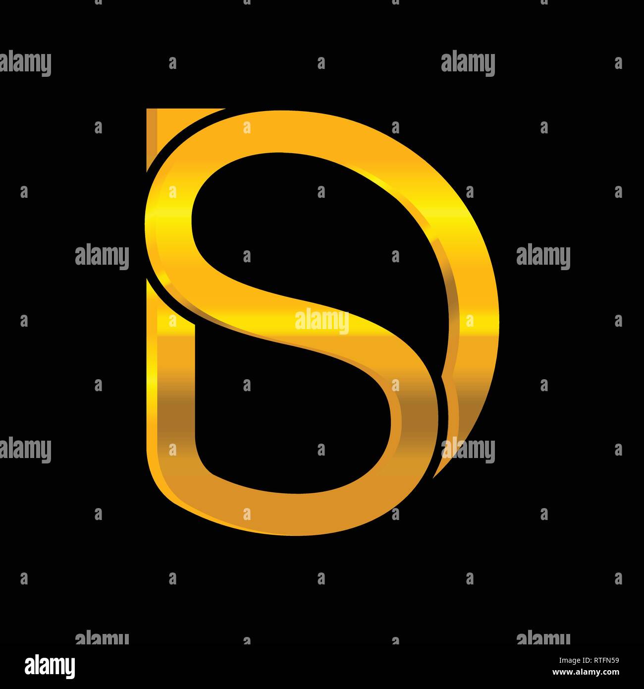 Lettre DS gradient d'or logo design illustration vectorielle, modèle de lettre, vecteur d logo lettre D et S, vecteur logo lettre lettre créative DS logo Illustration de Vecteur