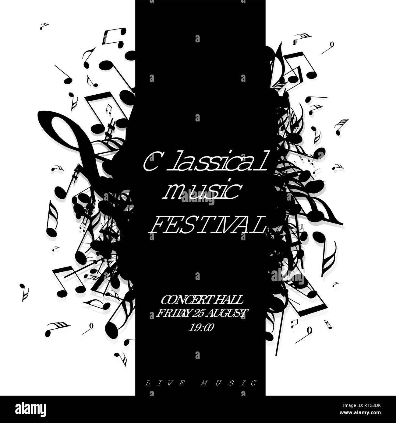 Concert de musique classique modèle d'affiche avec le nom de la bande, l'emplacement Illustration de Vecteur