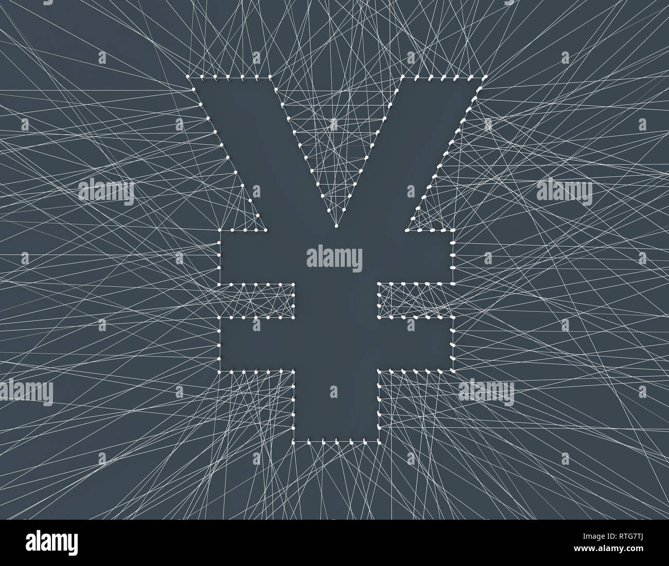 Symbole RMB composé de lignes croisées, technologie financière en ligne Banque D'Images