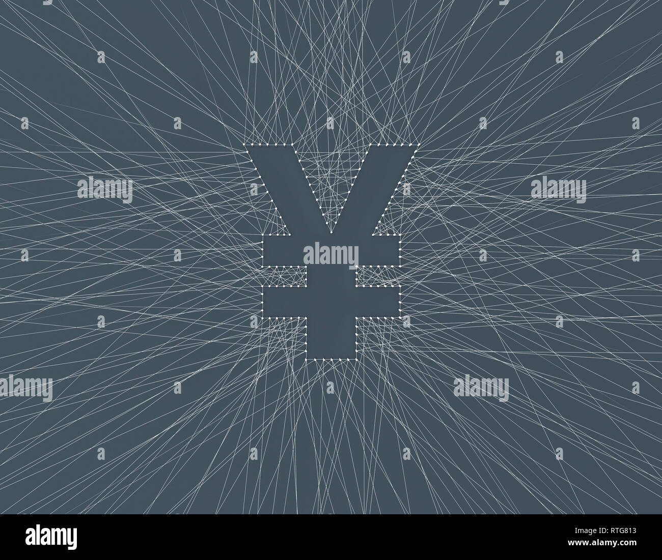 Symbole RMB composé de lignes croisées, technologie financière en ligne Banque D'Images