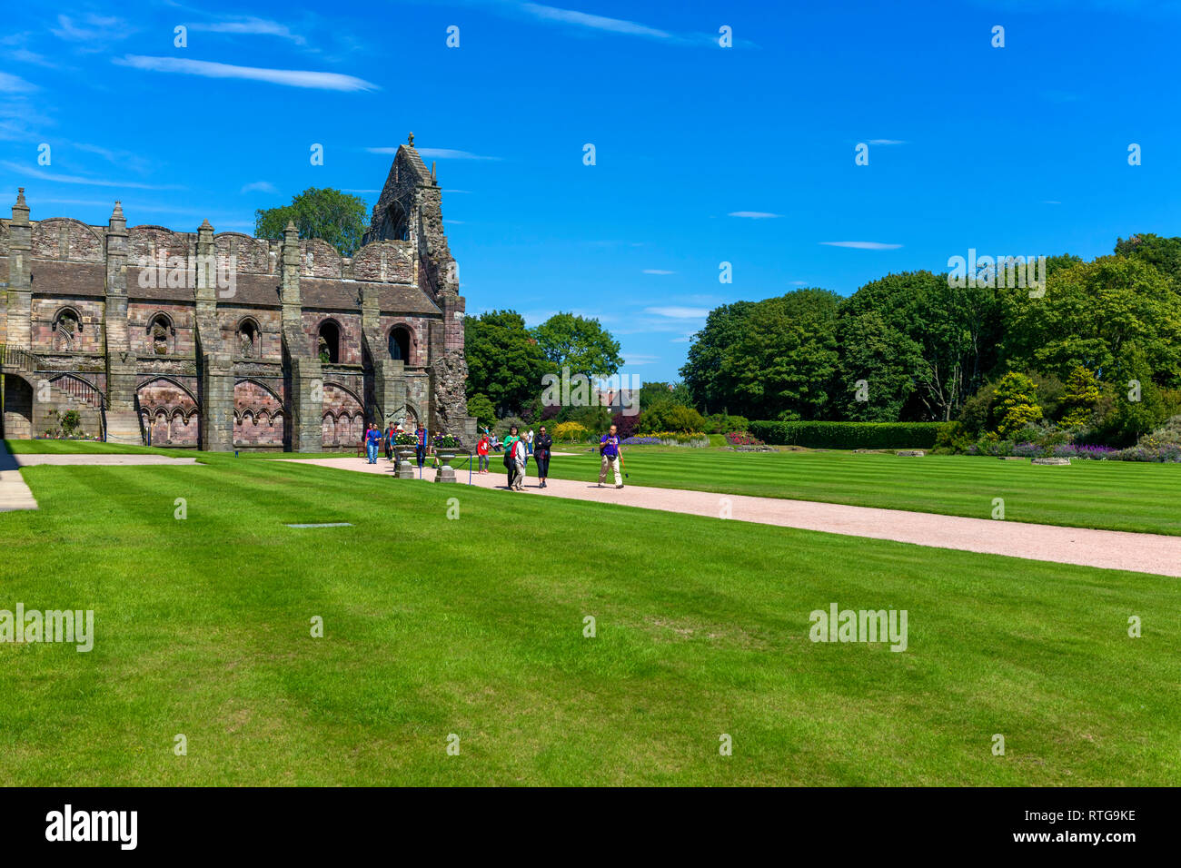 Ruines de l'abbaye de Holyrood augustinien, Édimbourg, Écosse, Royaume-Uni Banque D'Images