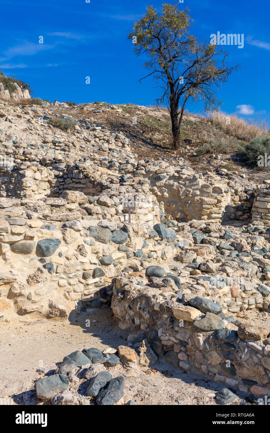 Site archéologique, Chypre Khirokitia Banque D'Images