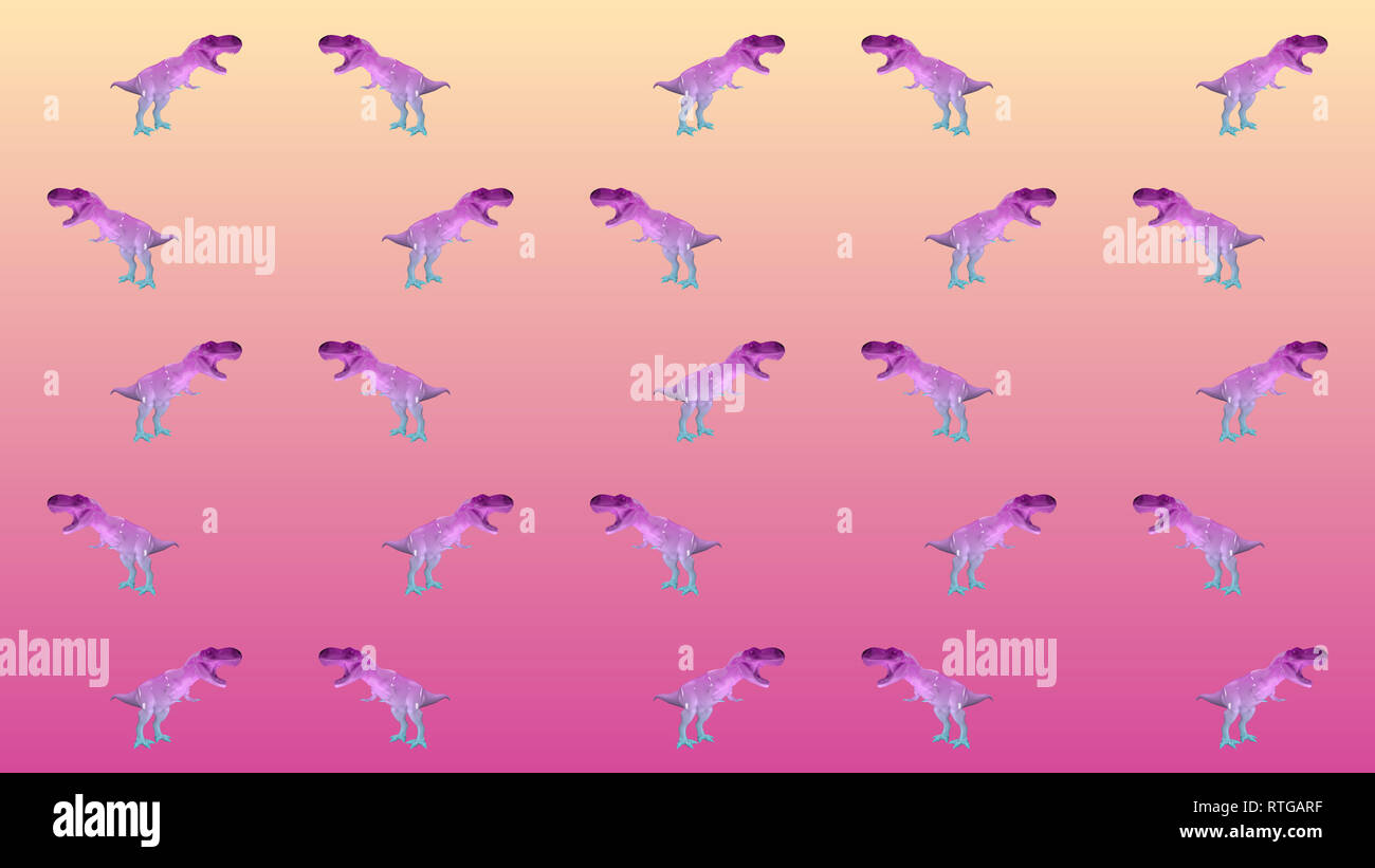 Schéma animé avec des couleurs d'une onde t rex dinosaure, 4k Banque D'Images