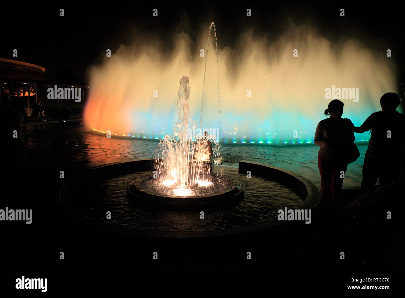 Fontaines de Parque de las aguas, Lima, Pérou Banque D'Images