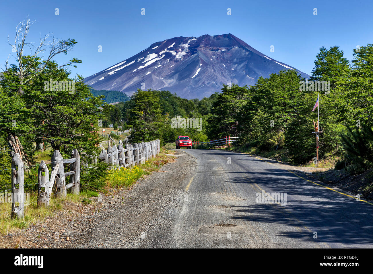 Volcan Lonquimay, Réserve nationale du Malalcahuello-Nalcas, région d'Araucania, Chili Banque D'Images