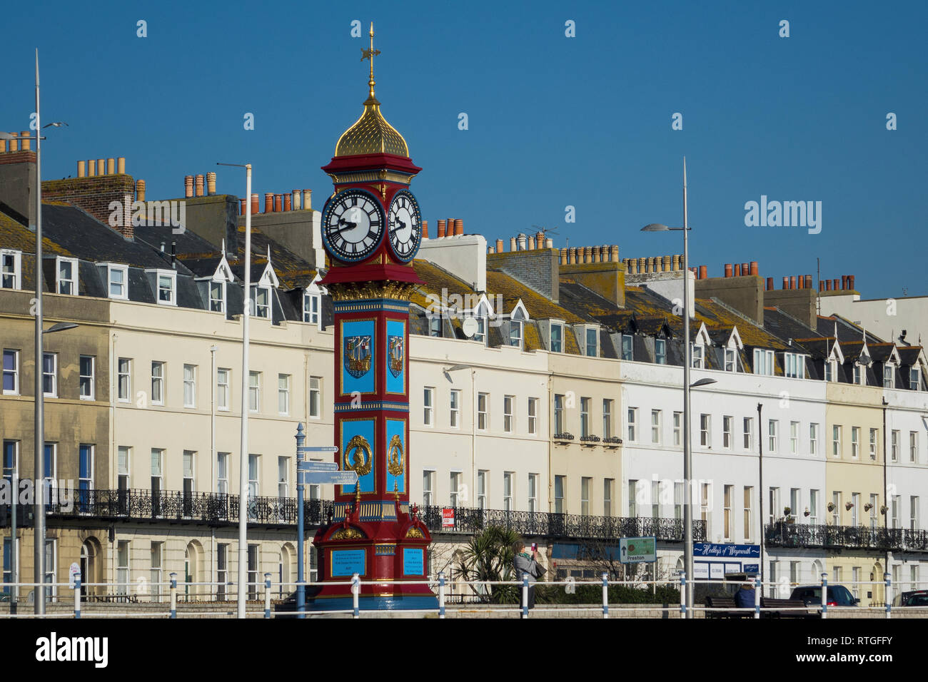 Weymouth, Dorset, Angleterre, Esplanade & horloge du Jubilé Banque D'Images