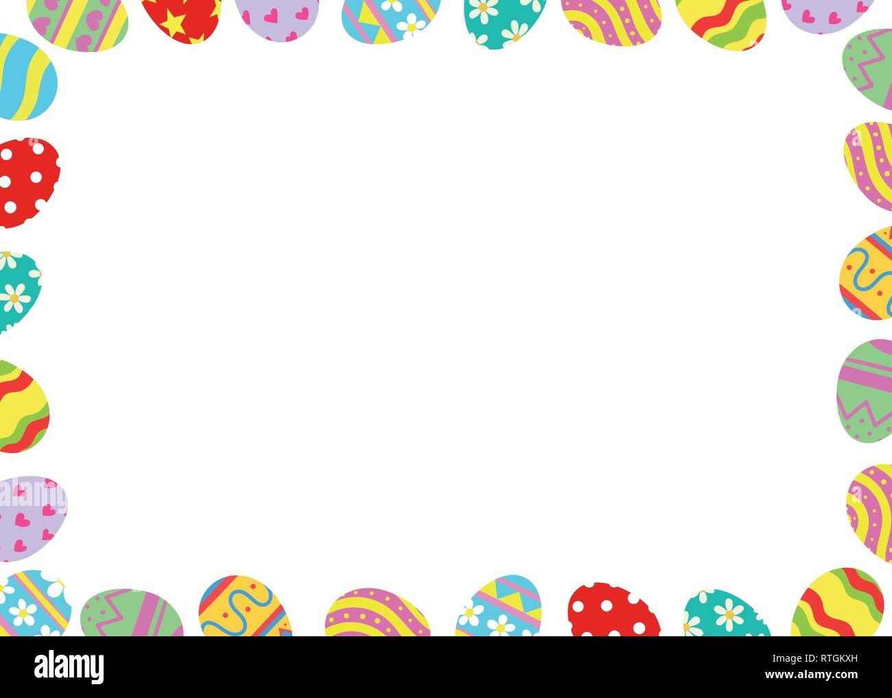 Oeufs de Pâques bord avec un noir de l'espace pour un texte, logo, ou des dessins et modèles. Vue de dessus. . Hand drawn vector illustration. Illustration de Vecteur