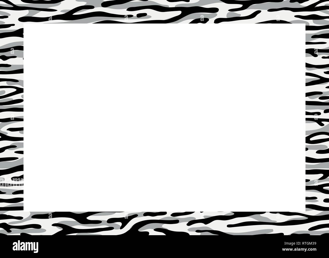 Un châssis Zebra espace noir pour un texte, logo, ou des dessins. Vue de dessus. Vector illustration. Illustration de Vecteur