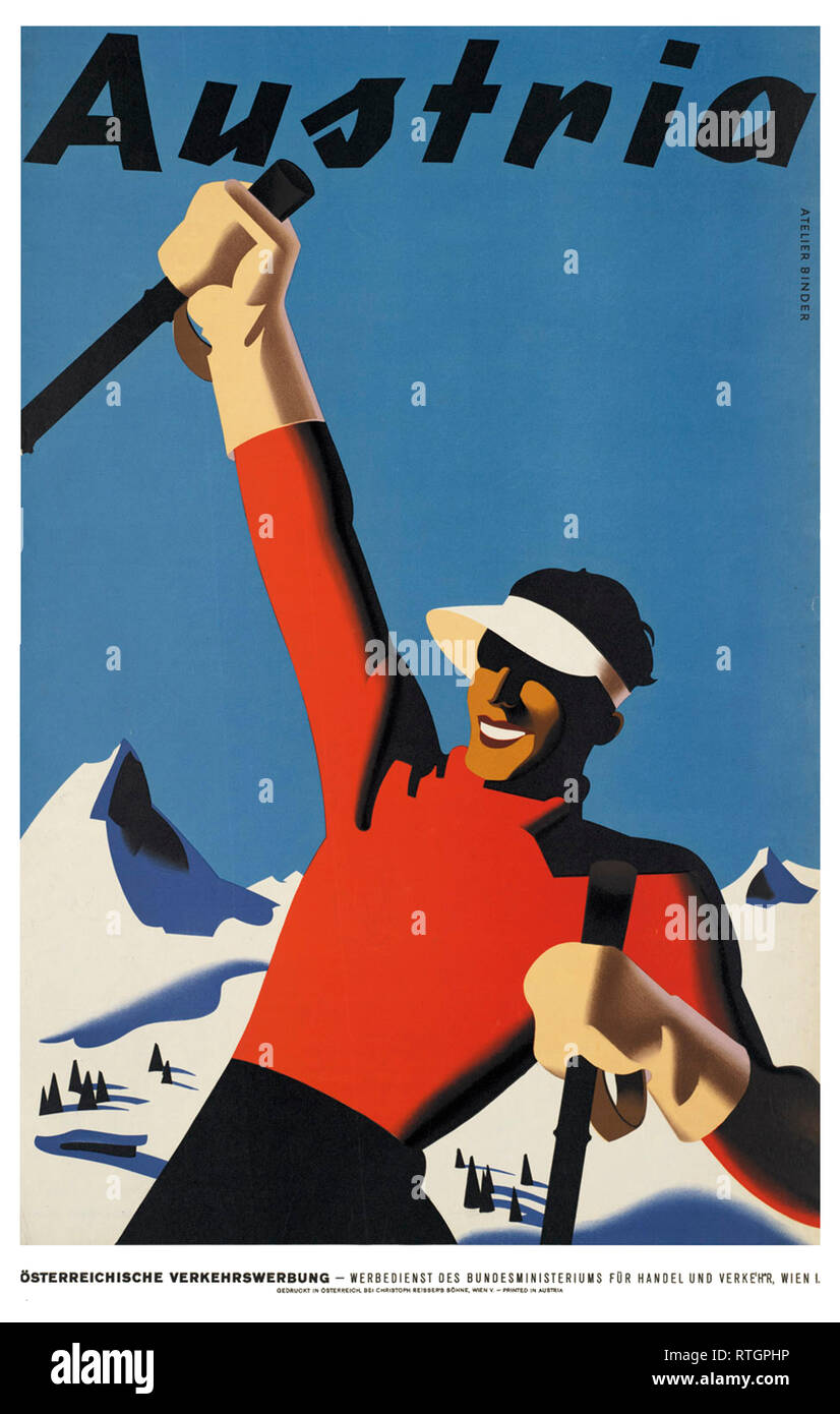 Ski Autriche Vinatge affiche promotionnelle Banque D'Images