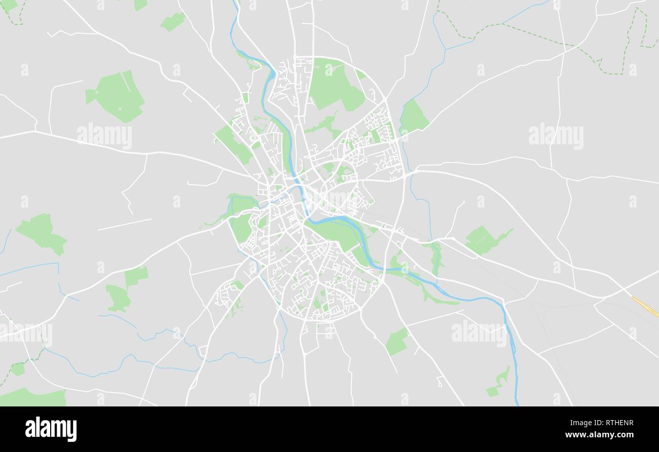 Le centre-ville de Kilkenny, Irlande carte de rues dans un style classique avec des couleurs toutes les autoroutes, routes et chemins de fer. Illustration de Vecteur