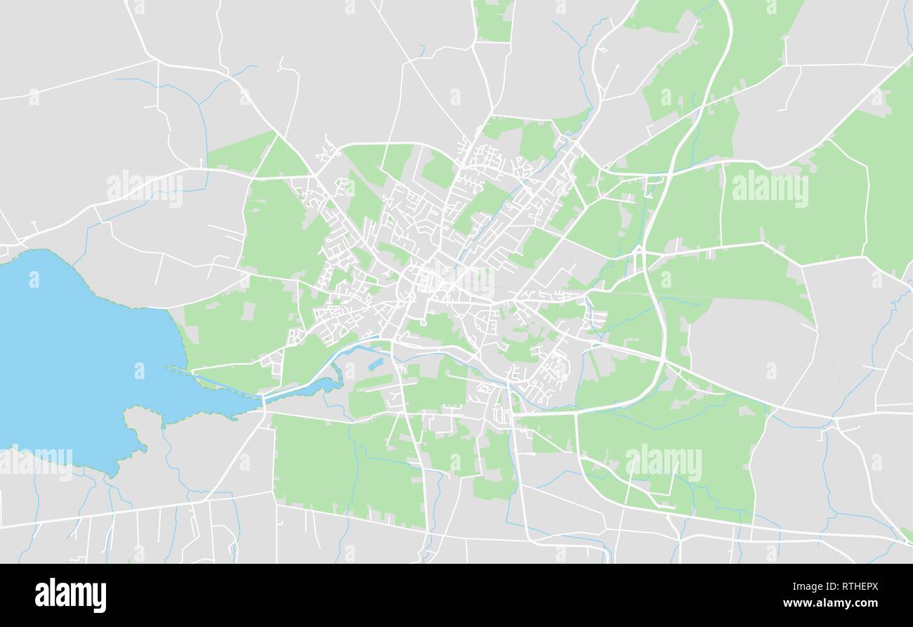 Le centre-ville de Tralee, Irlande carte de rues dans un style classique avec des couleurs toutes les autoroutes, routes et chemins de fer. Illustration de Vecteur