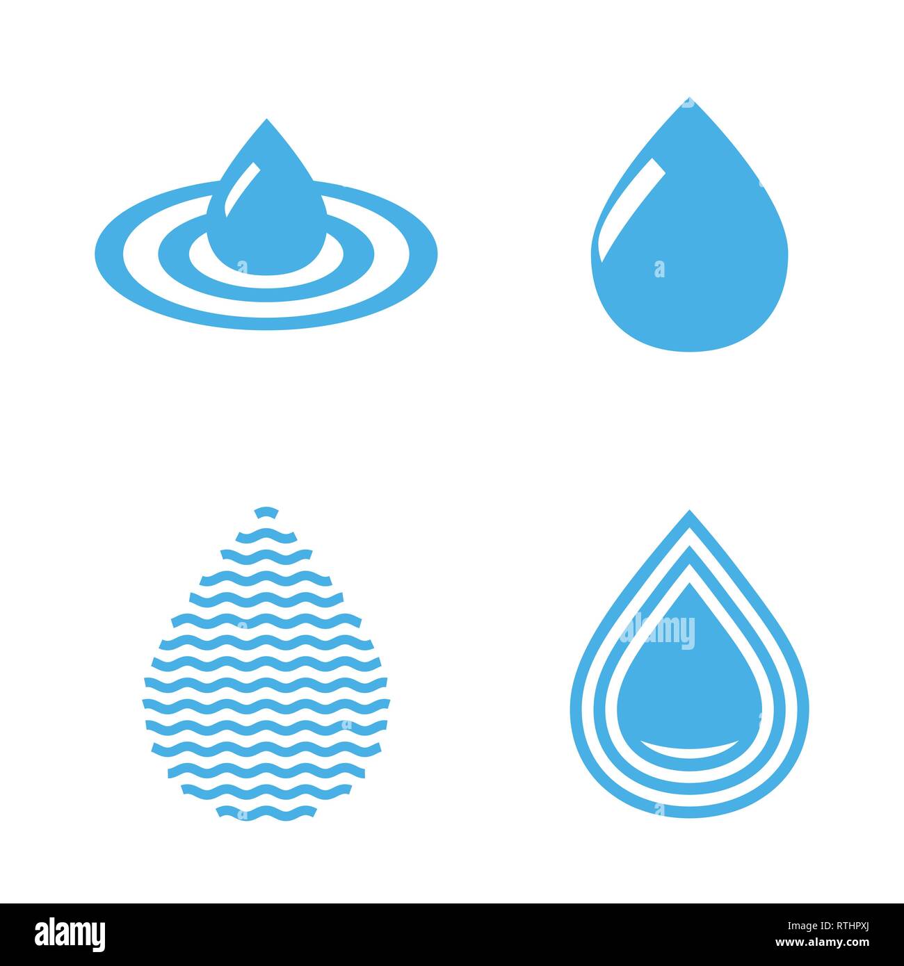Abstract Blue Water drop jeu de symboles. Vector concept créatif d'icônes. Illustration de Vecteur