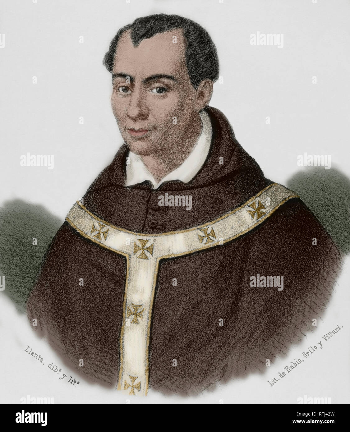 Antonio Agustín y Albanell (1516-1586), soi-disant Augustinus. Humaniste espagnol, juriste et historien de l'archevêque catholique romain de Tarragone. Dessin de Berr (fl.1866-1872). La lithographie. Plus tard la couleur. Crónica general de España, Historia Ilustrada Descriptiva y de sus Provincias. La Catalogne. 1866. Plus tard la couleur. Banque D'Images