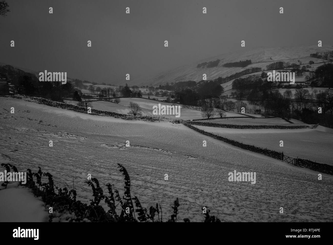 Paysage hiver neige atmosphérique Lake District UK Banque D'Images