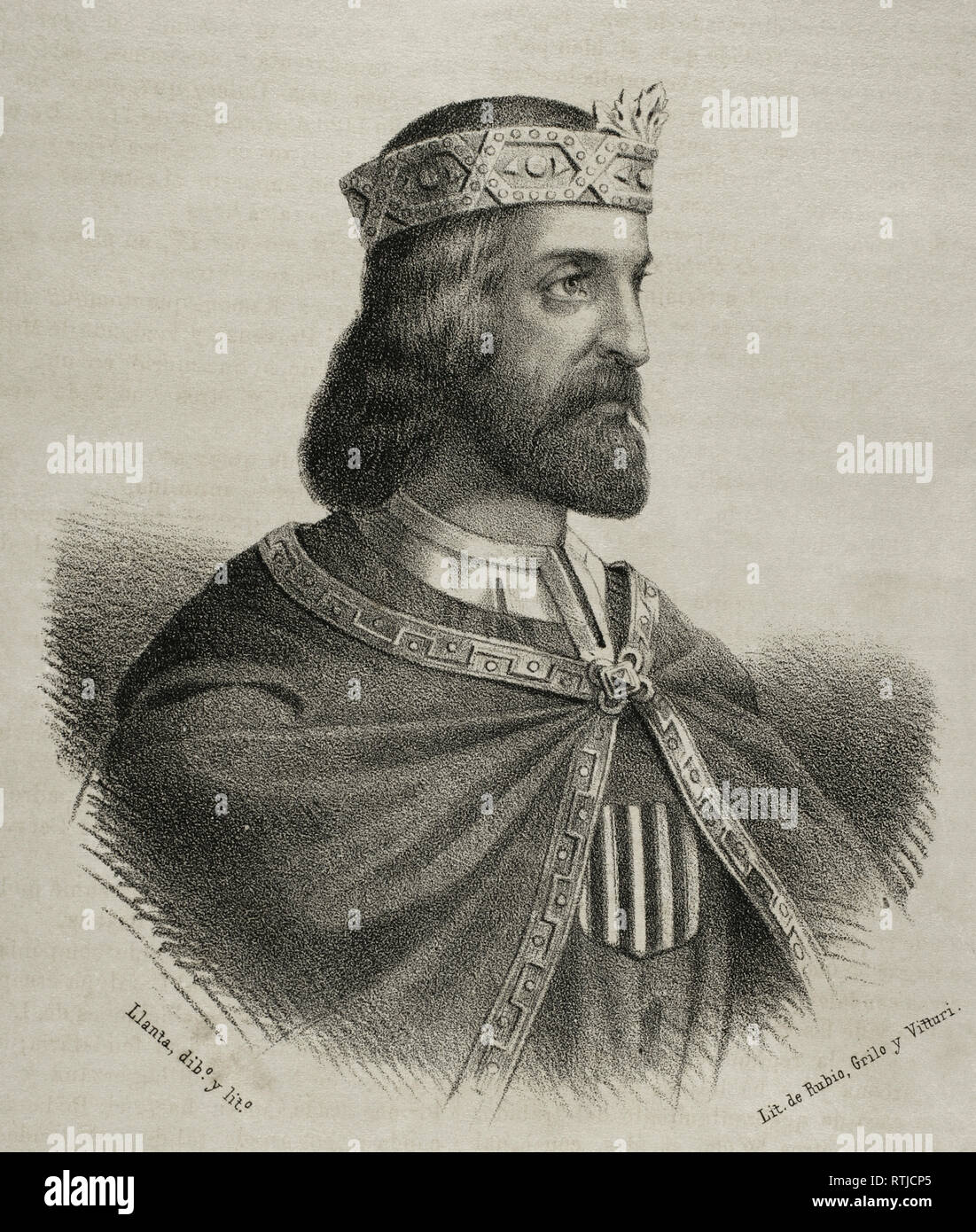 Ramon Berenguer III le Grand (1082-1131). Comte de Barcelone, Gérone, Ausona, Besalu, CERDAGNE, et la Provence. La lithographie. Crónica general de España, Historia Ilustrada Descriptiva y de sus Provincias. La Catalogne. 1866. Banque D'Images