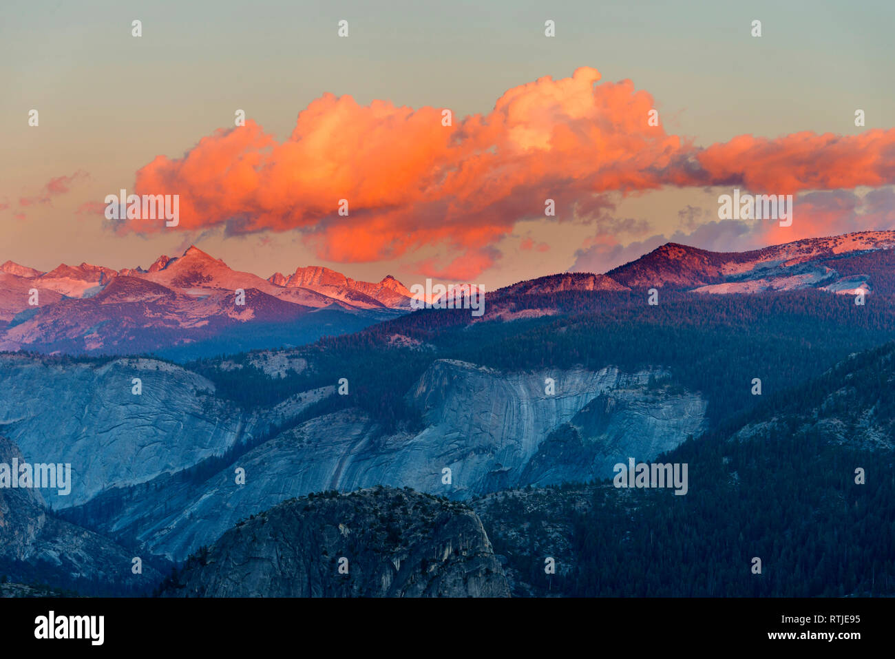 Glacier Point au coucher du soleil, Yosemite National Park, California, USA Banque D'Images