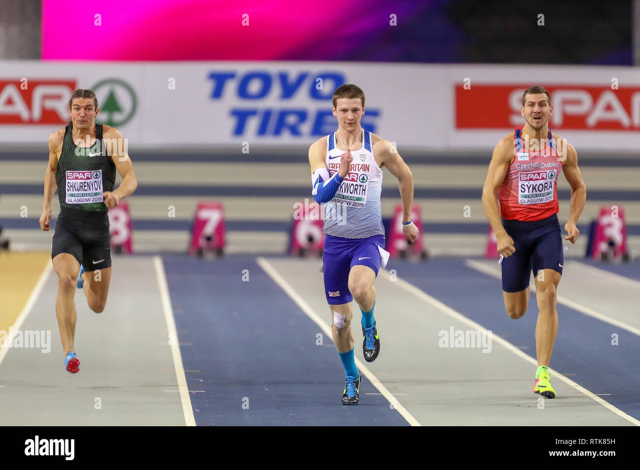 Glasgow, Ecosse, Royaume-Uni. 2 mars, 2019. Glasgow, Ecosse, Royaume-Uni. 2e Mar 2019. TIM DUCKWORTH représentant la Grande-Bretagne et d'Irlande s'exécutant en heptathlon 60 mètres d'Europe d'athlétisme en salle, Emirates Arena, Glasgow, Royaume-Uni Crédit : Findlay/Alamy Live News Banque D'Images