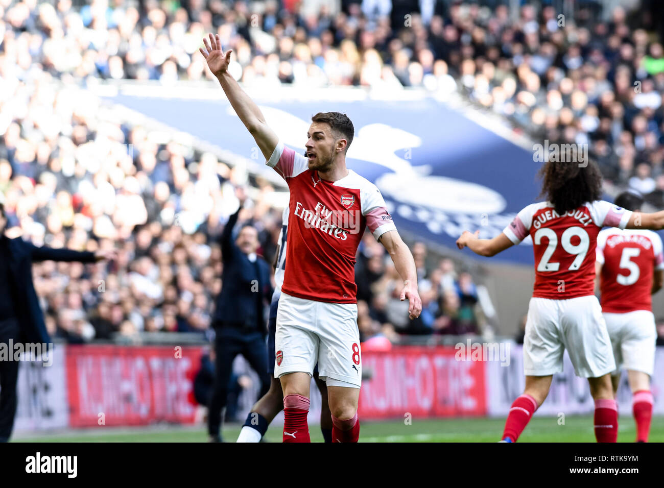 Londres, Royaume-Uni. 2 mars 2019. Aaron Ramsey d'Arsenal au cours de la Premier League match entre Arsenal et Tottenham Hotspur au stade de Wembley, Londres, Angleterre le 2 mars 2019. Photo par Adamo Di Loreto. Usage éditorial uniquement, licence requise pour un usage commercial. Aucune utilisation de pari, de jeux ou d'un seul club/ligue/dvd publications. Banque D'Images
