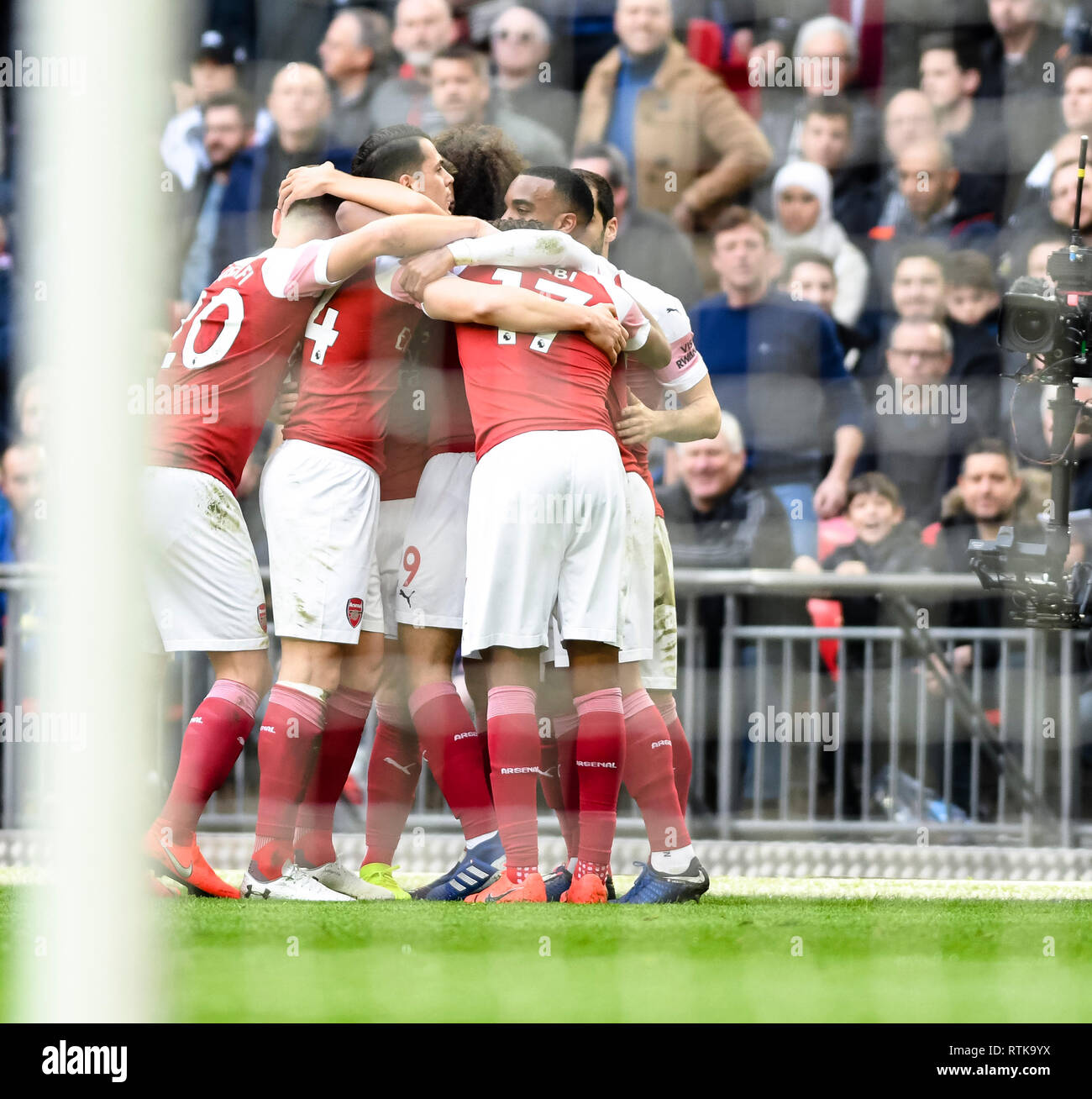 Londres, Royaume-Uni. 2 mars 2019. Aaron Ramsey célèbre son but d'Arsenal au cours de la Premier League match entre Arsenal et Tottenham Hotspur au stade de Wembley, Londres, Angleterre le 2 mars 2019. Photo par Adamo Di Loreto. Usage éditorial uniquement, licence requise pour un usage commercial. Aucune utilisation de pari, de jeux ou d'un seul club/ligue/dvd publications. Banque D'Images