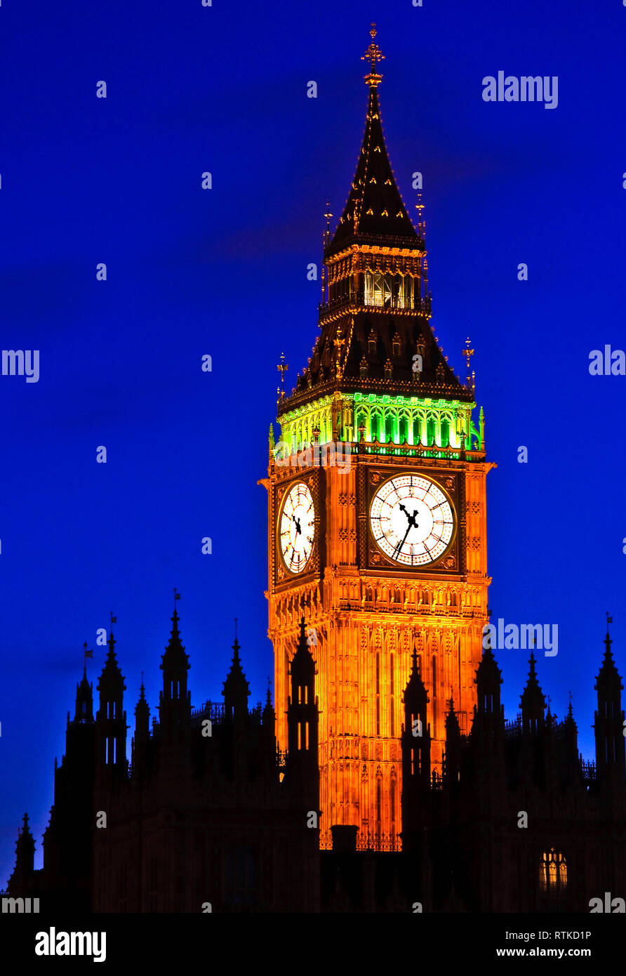 Allumé en tour de Big Ben, London Banque D'Images