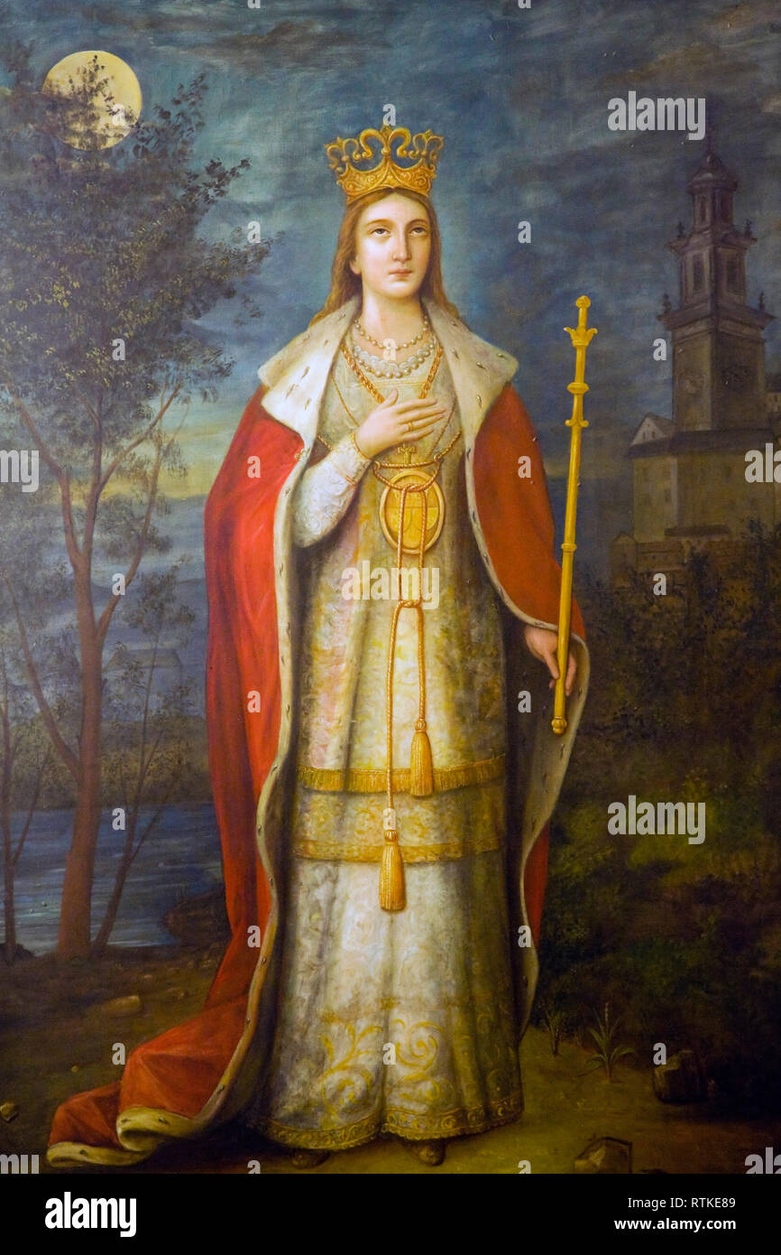 La peinture religieuse à l'intérieur de la Basilique de la Sainte Croix et de la Nativité de la Vierge Marie au monastère de Jasna Gora à Czestochowa, Pologne Banque D'Images