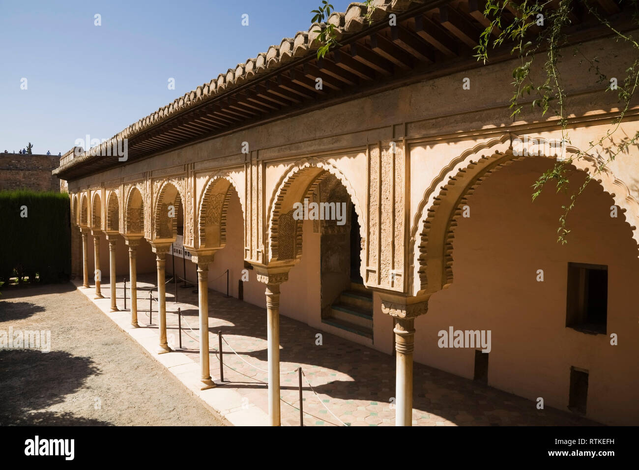 Vue d'un palais de l'Alhambra et motifs, Granada, Spain, Europe Banque D'Images