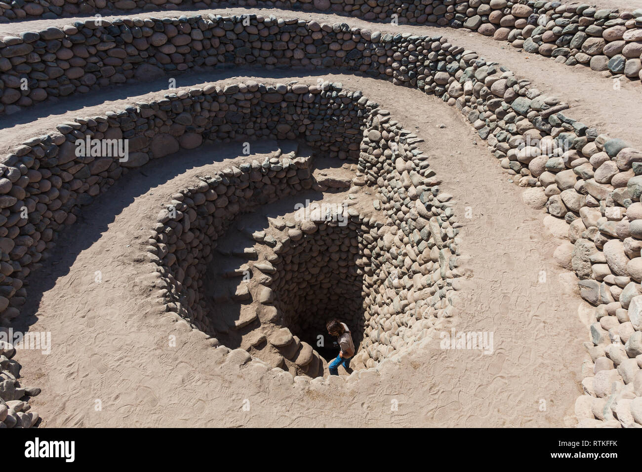 Aqueducs de Cantalloc, 'puquios' construit par le peuple de Nazca Banque D'Images