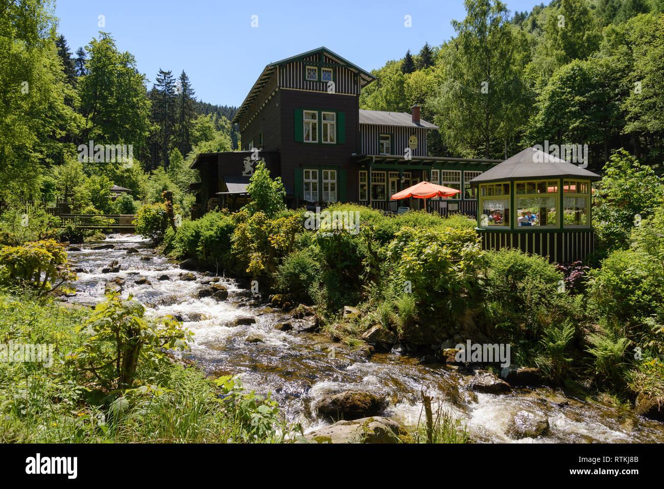 Waldgaststätte Wasserfall am Graben 15, Harz, Niedersachsen, Deutschland Banque D'Images