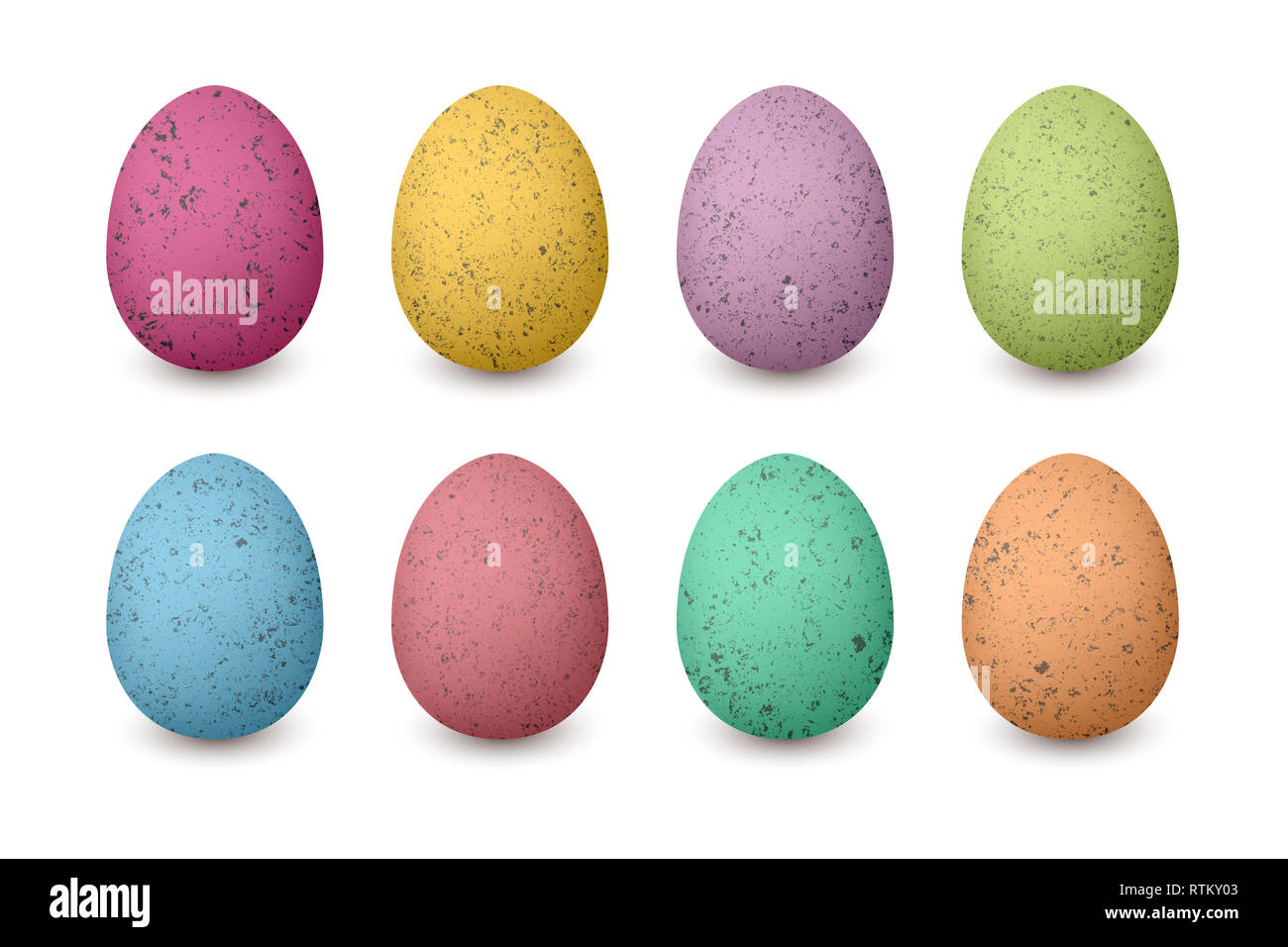 Joyeuses Pâques oeufs colorés. Structure minable Série de rouge, vert, bleu, rose, violet, jaune, marron Banque D'Images