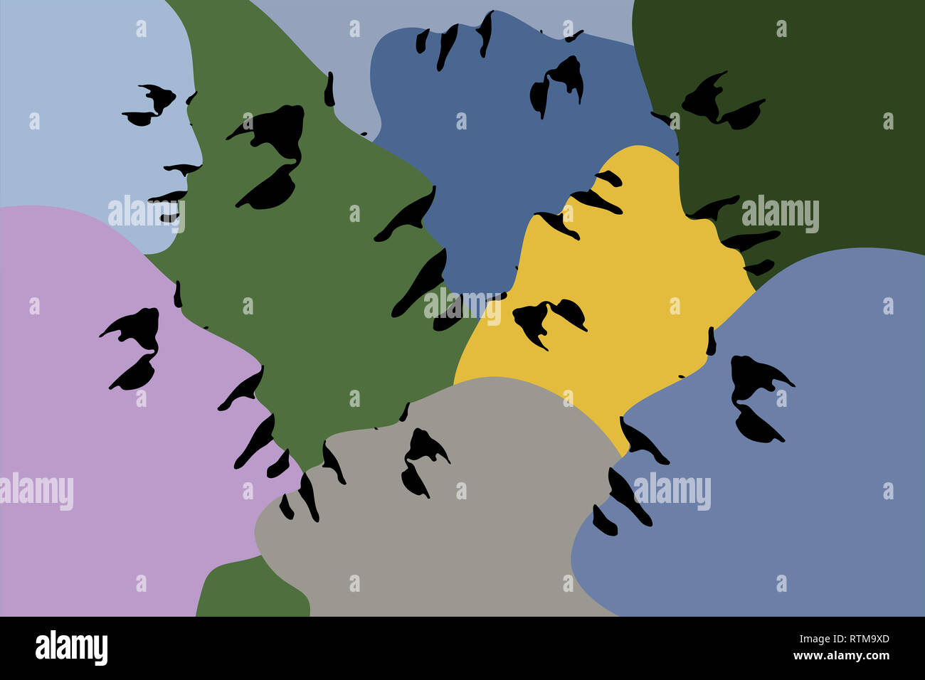 Les têtes humaines silhouette - Version illustration Banque D'Images