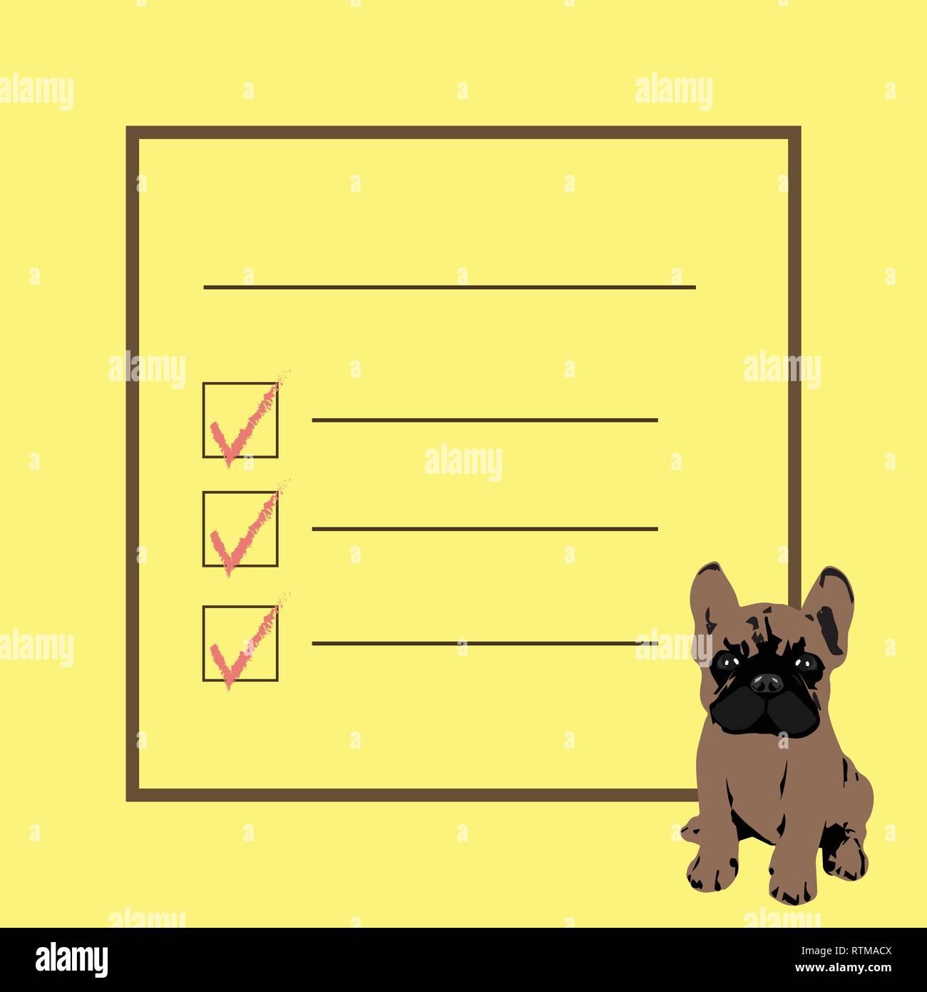 Bouledogue Français - Modèle - vector illustration - l'espace pour le texte avec des cases - illustration en couches modifiable Illustration de Vecteur