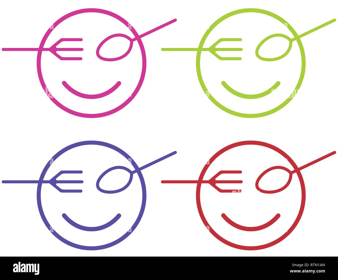 Smiley à partir d'une cuillère et fourchette de la plaque d'alimentation pour l'icône Illustration de Vecteur