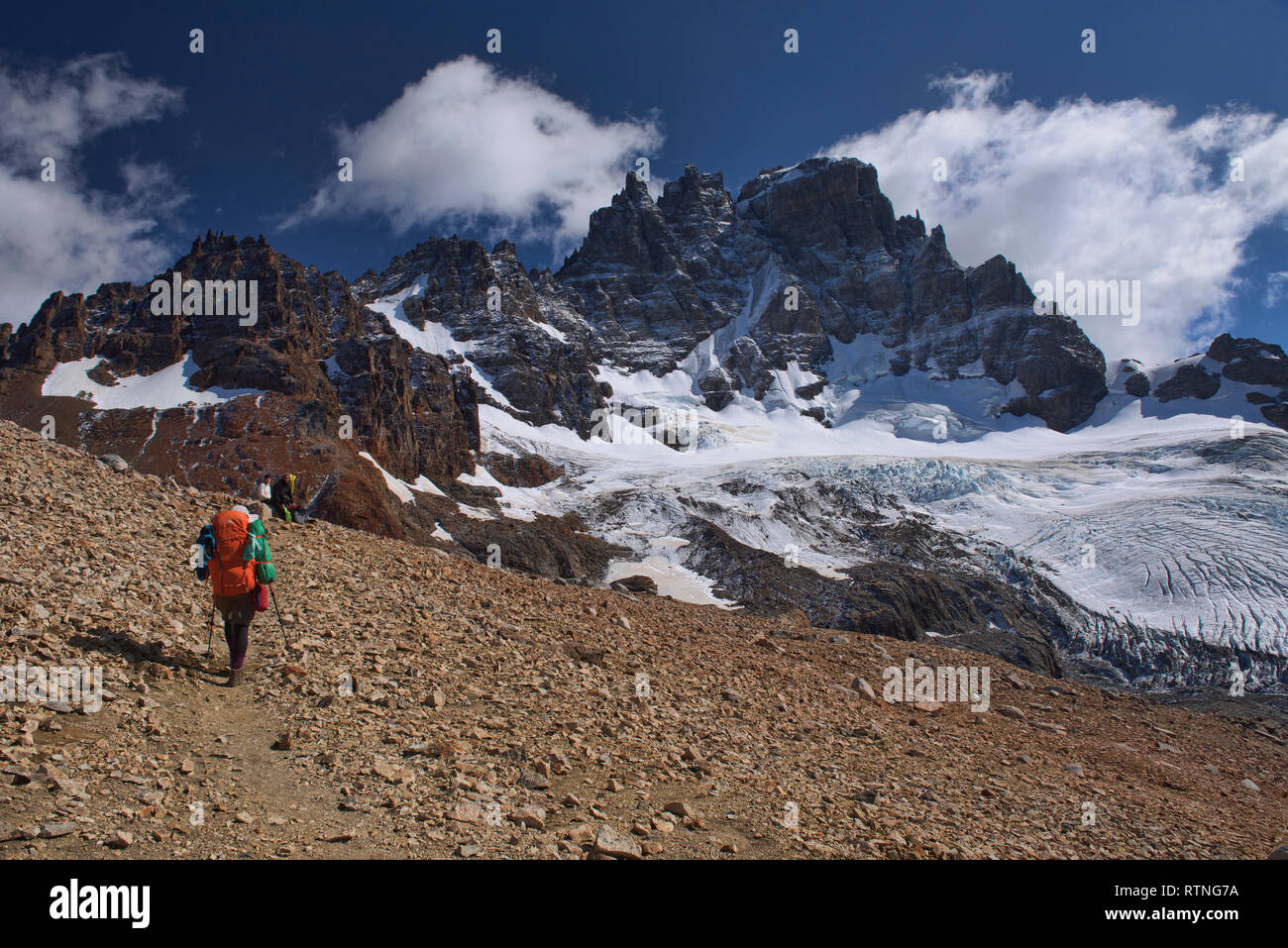 Trekking dans le beau Cerro Castillo Réserve, d'Aysen, en Patagonie, au Chili Banque D'Images