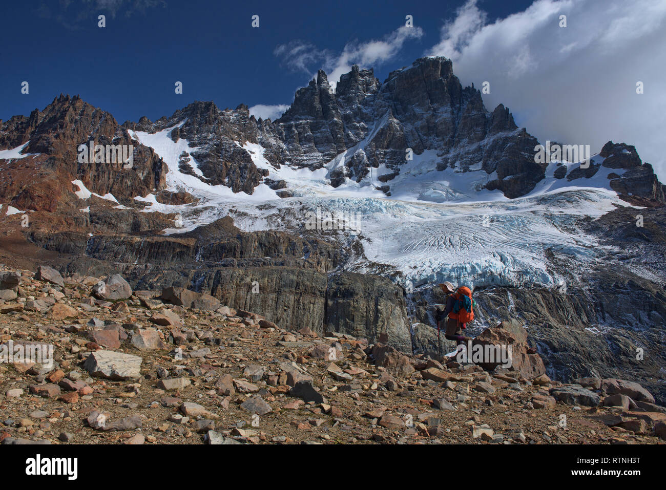 Trekking dans le beau Cerro Castillo Réserve, d'Aysen, en Patagonie, au Chili Banque D'Images