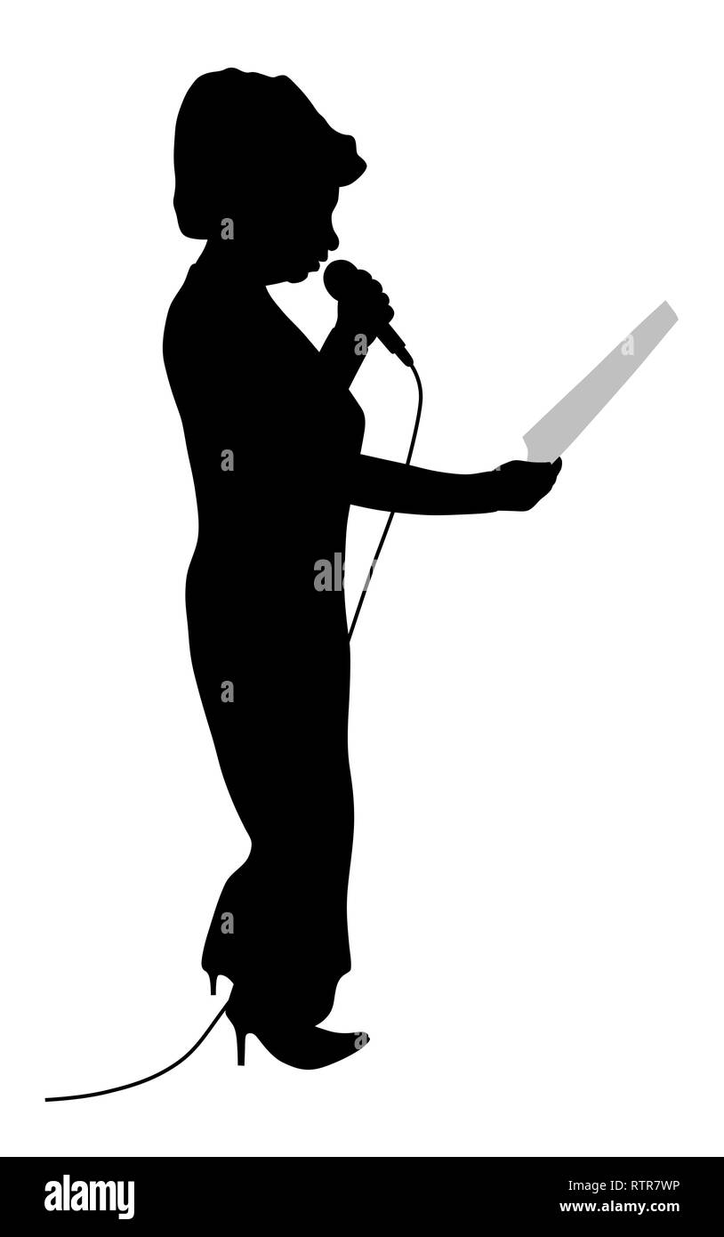 Présentatrice show host ou femme de parler en public Illustration de Vecteur