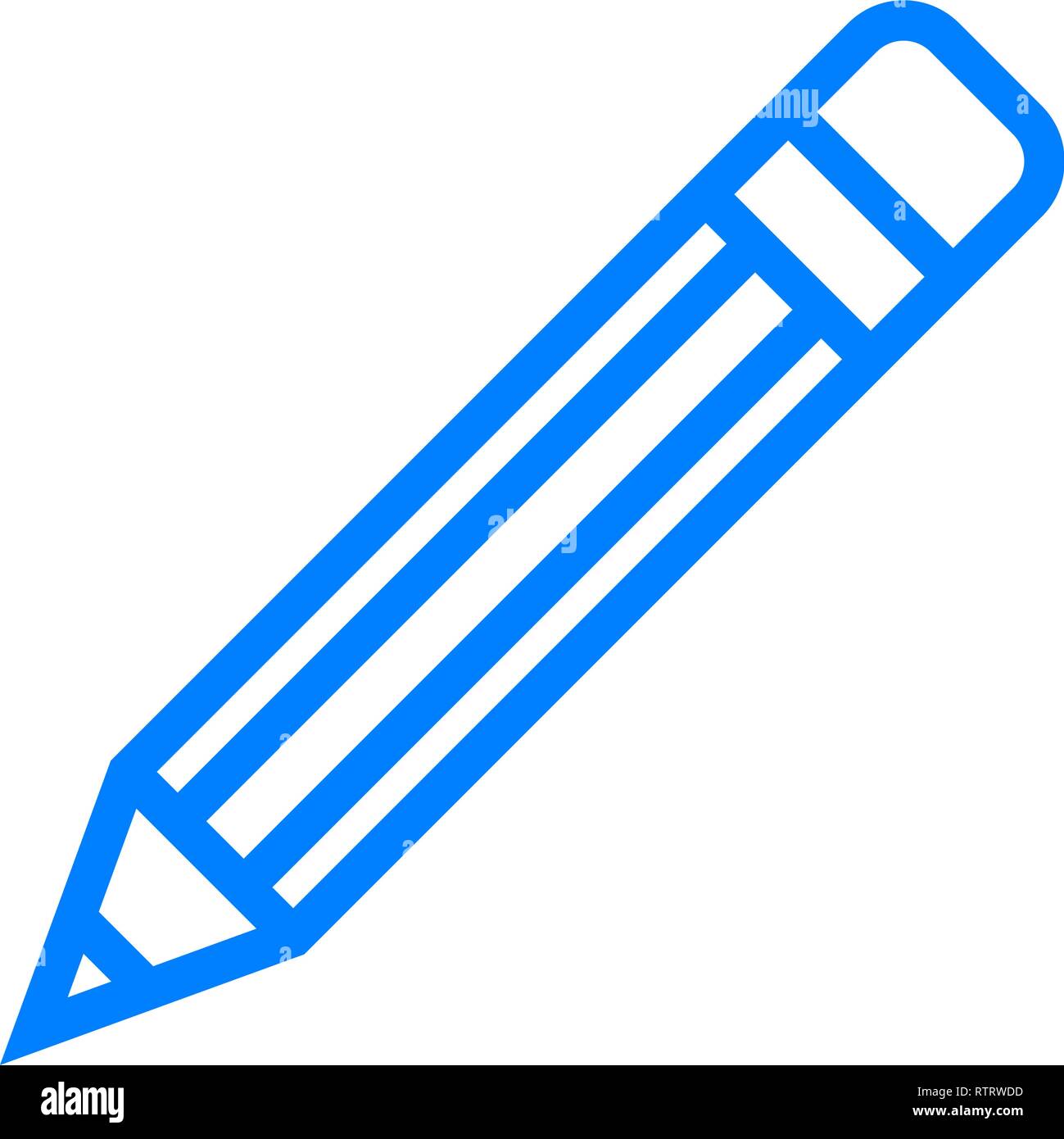 Icône symbole Crayon - blue simple contours, isolé - vector illustration Illustration de Vecteur