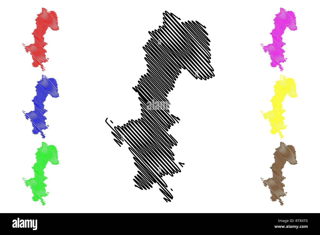 La province de Mae Hong Son (Royaume de Thaïlande, Siam, Provinces de la Thaïlande) map vector illustration gribouillage, croquis Mae Rong fils site Illustration de Vecteur