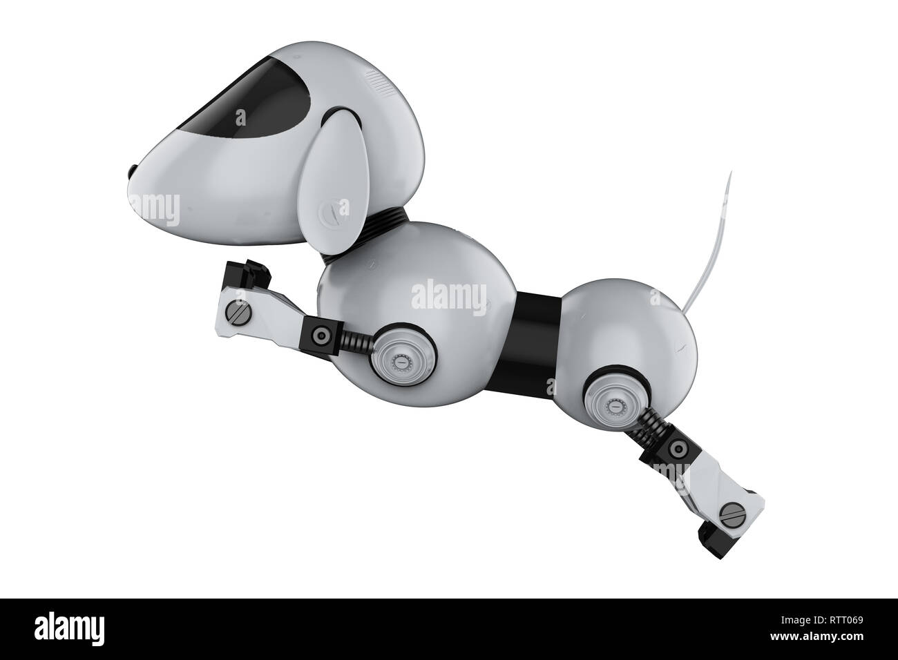Le rendu 3D robot chien sautant isolated on white Banque D'Images