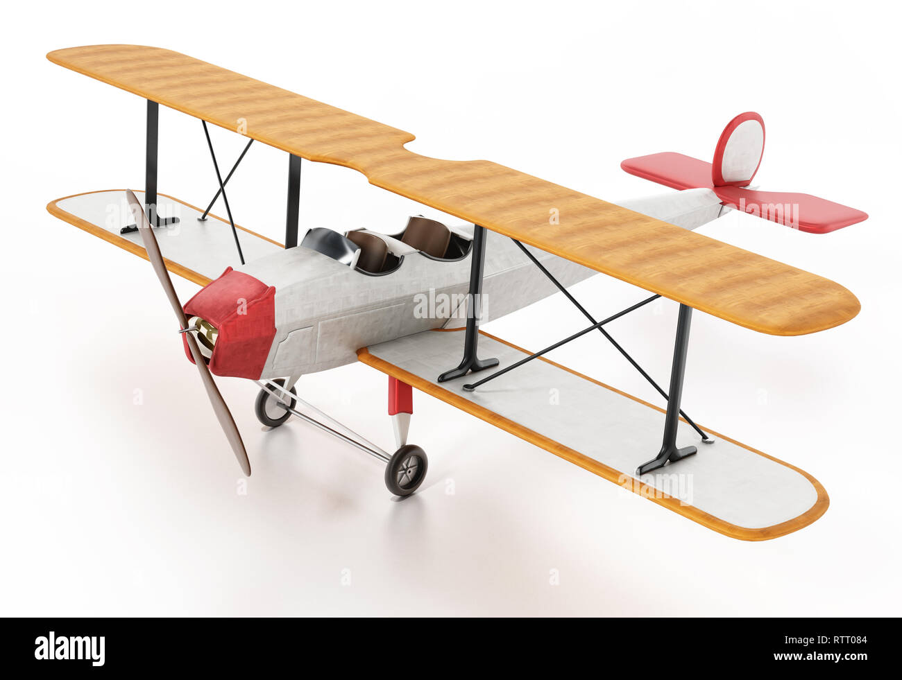 Avion Vintage isolé sur fond blanc. 3D illustration. Banque D'Images