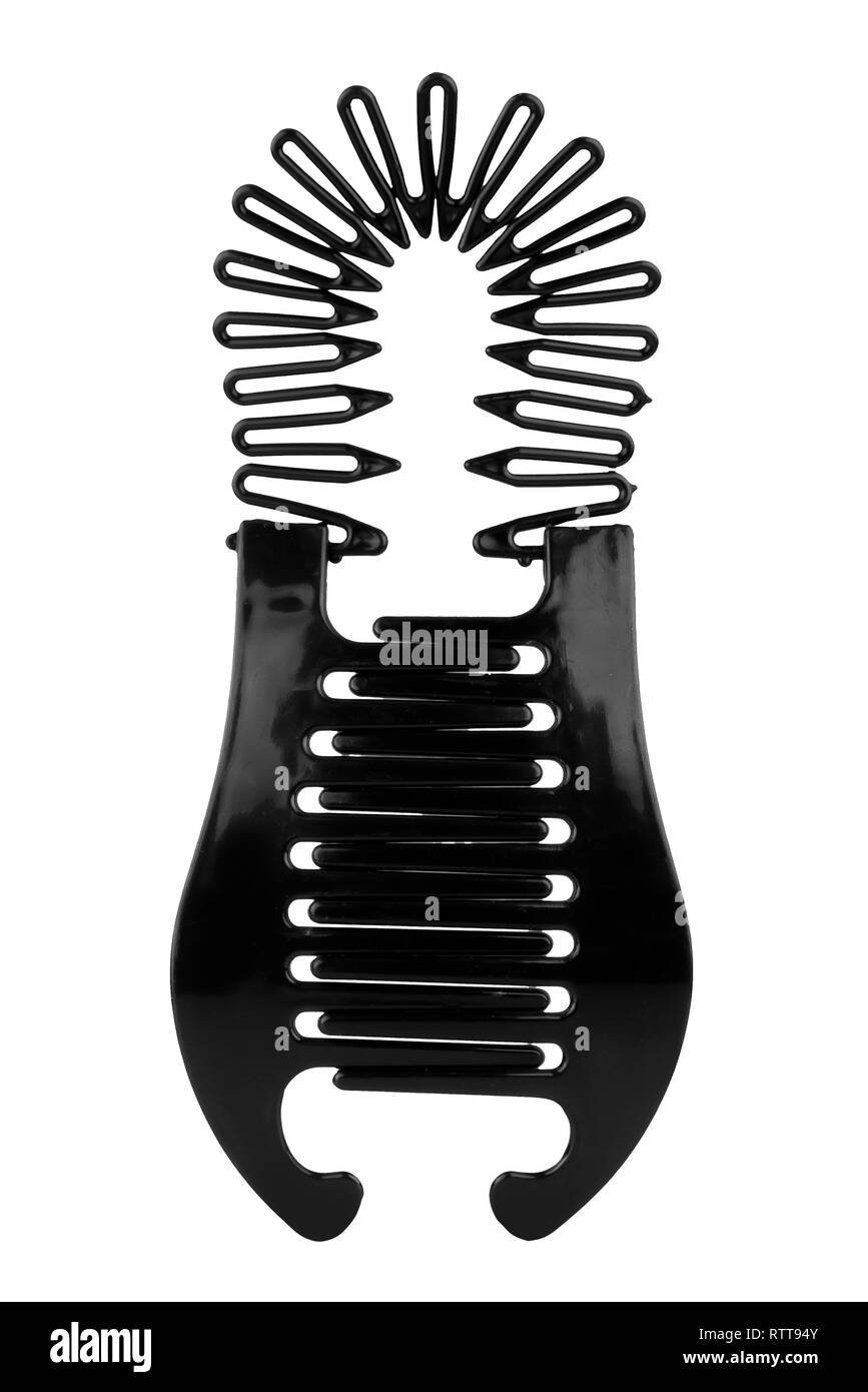 Flexible extensible en plastique noir peigne à cheveux, dents clip clip  serre-tête pour cheveux dénommant isolé sur fond blanc Photo Stock - Alamy