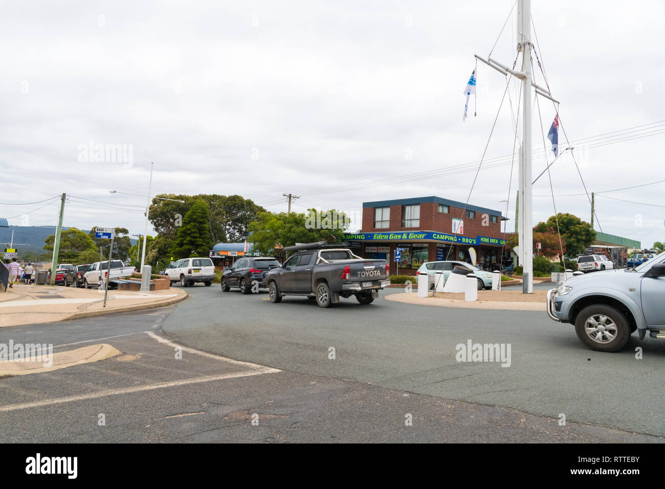 Eden, , Australia-January 2, 2019 : Street view dans la ville d'Eden, une ville côtière sur la côte sud de la Nouvelle-Galles du Sud, l'Australie, connu pour mieux observer les baleines Banque D'Images