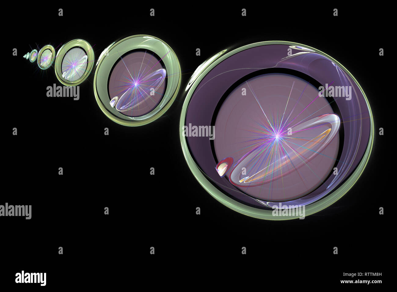 Image fractale fantastique de boules bizarres de couleurs et de tailles différentes. Banque D'Images