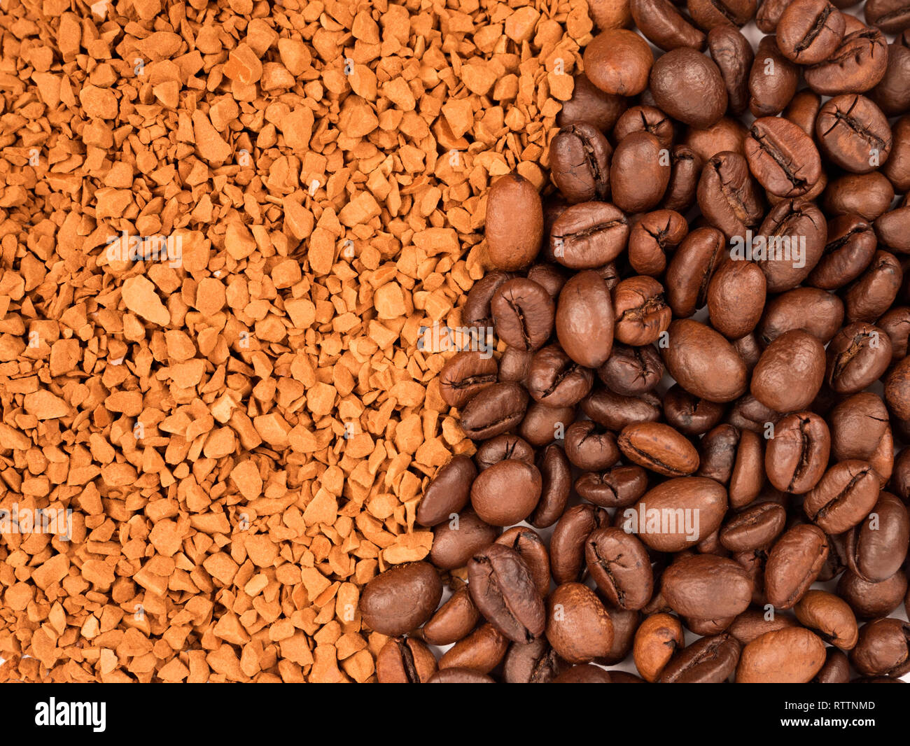 Les grains de café, le café instantané historique Banque D'Images