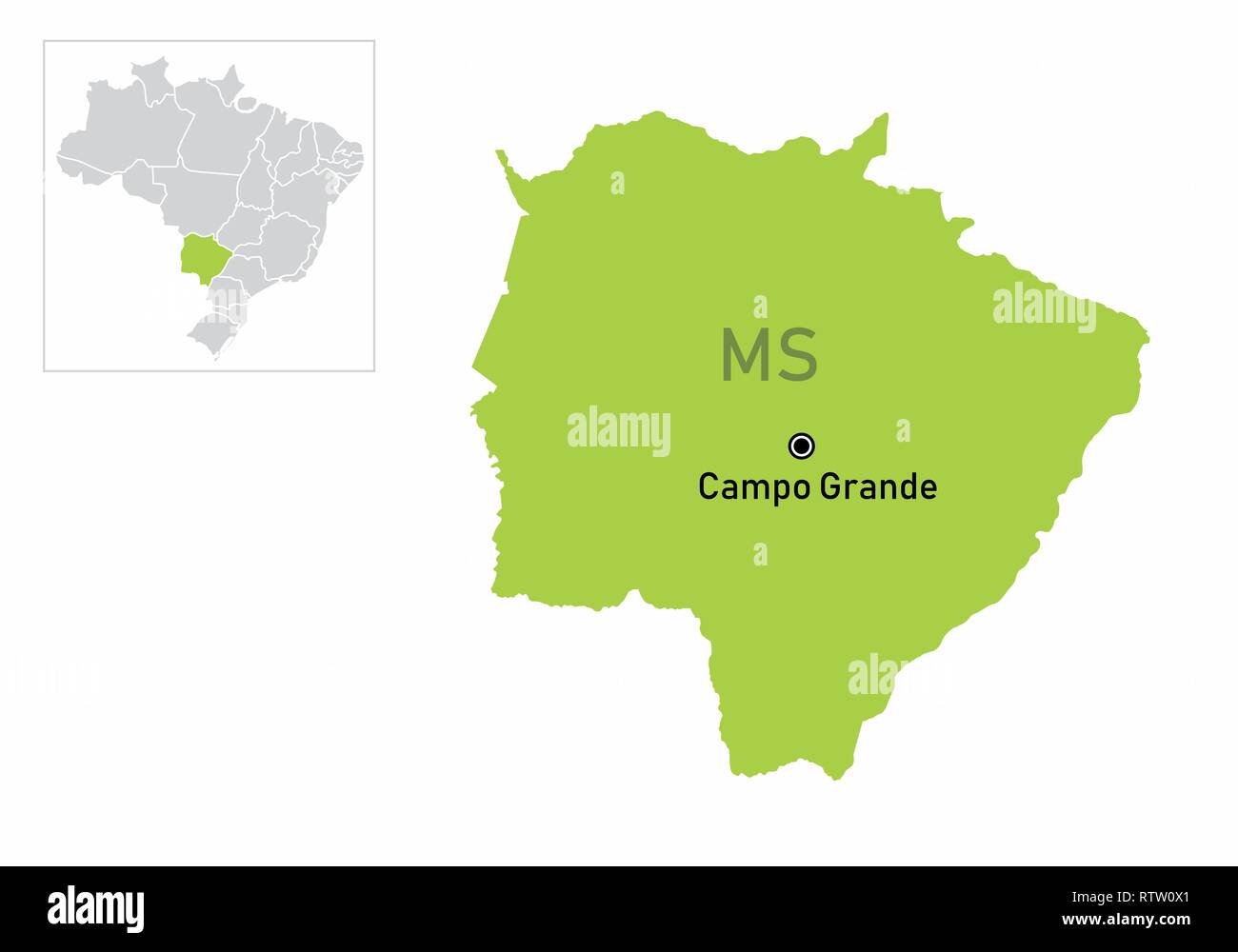 Un plan de l'État du Mato Grosso do Sul et son emplacement au Brésil Illustration de Vecteur