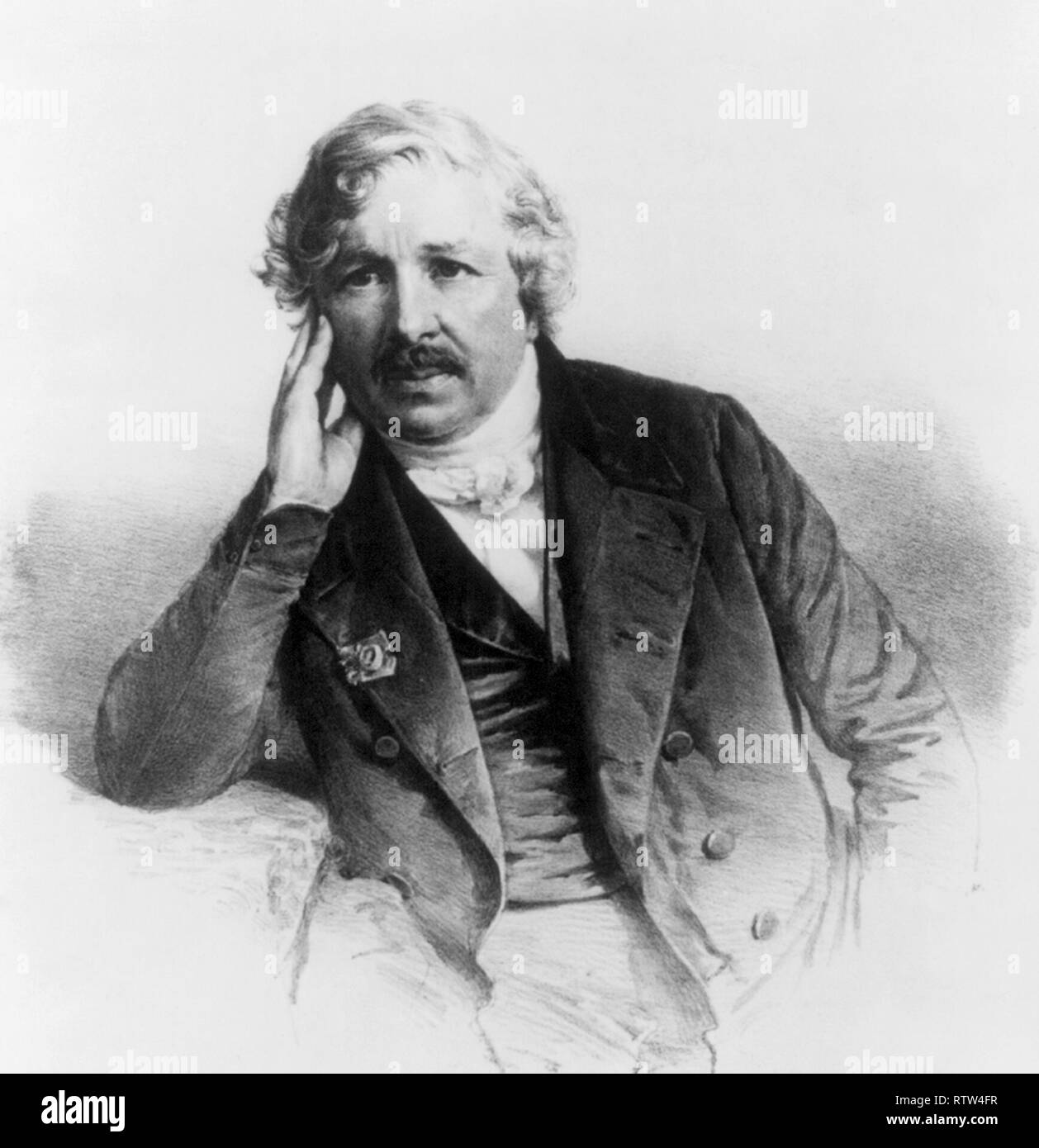 Imprimer de Louis Daguerre inventeur du daguerréotype processus photographique libre mis à jour à l'aide de techniques de retouche et de restauration numérique Banque D'Images