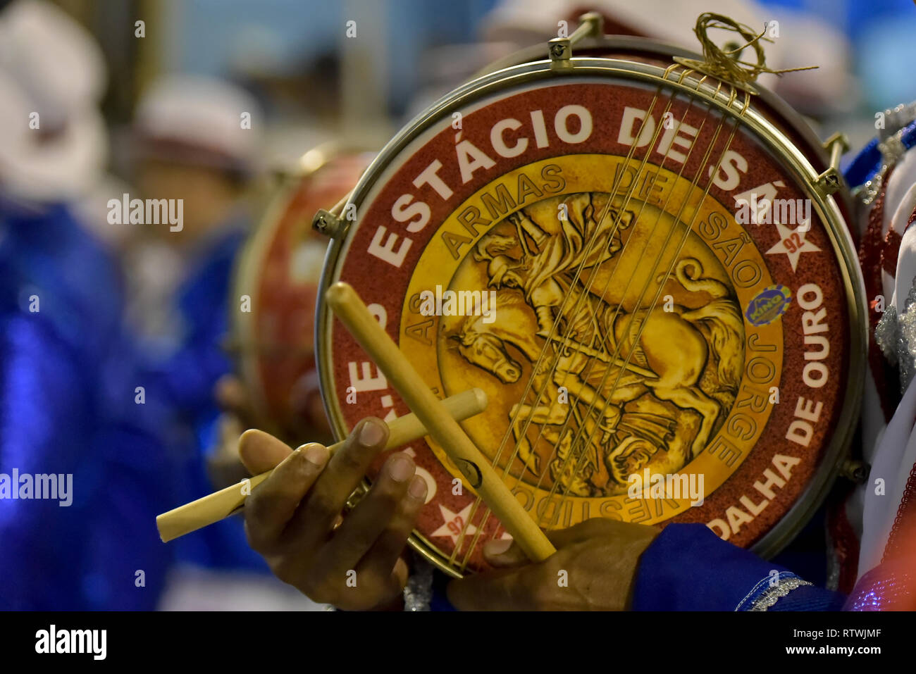 RJ - Rio de Janeiro - 02/03/2019 - défilé de carnaval à Rio Estacio 2019 - Batterie de l'ESTACIO DE SA à l'école de samba durant la présentation des écoles de samba du groupe A au Sambódromo da la place Marques de Sapucai à Rio 2019 Carnival Photo : Thiago Ribeiro / AGIF Banque D'Images