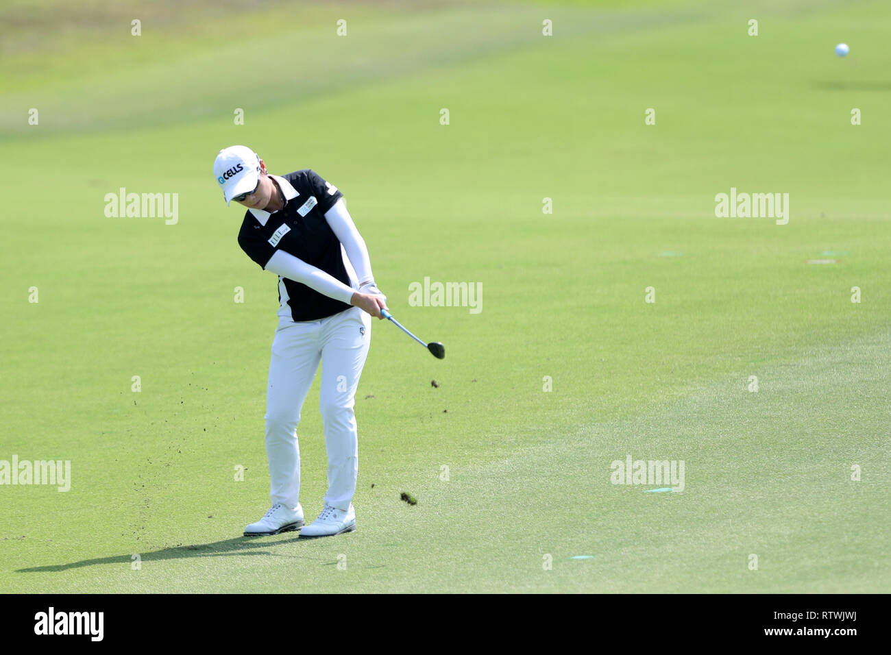 Singapour. 3e Mar, 2019. Eun-Hee Ji de Corée du Sud joue un tir sur le 5ème trou lors de la ronde finale de la Women's World Championship au cours Tanjong, Sentosa Golf Club. Crédit : Paul Miller/ZUMA/Alamy Fil Live News Banque D'Images