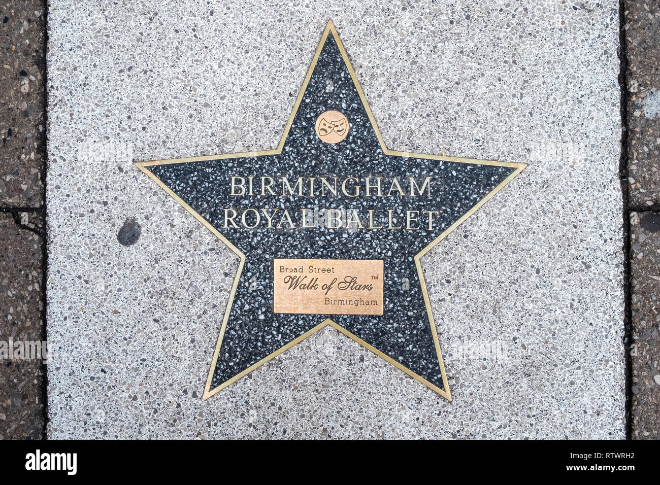 Star pour Birmingham Royal Ballet sur le Walk of Stars, rue Large, Brimingham, Aquitaine, FR, UK. L'étoile a été ajoutée à la marche en septembre 2010. Banque D'Images