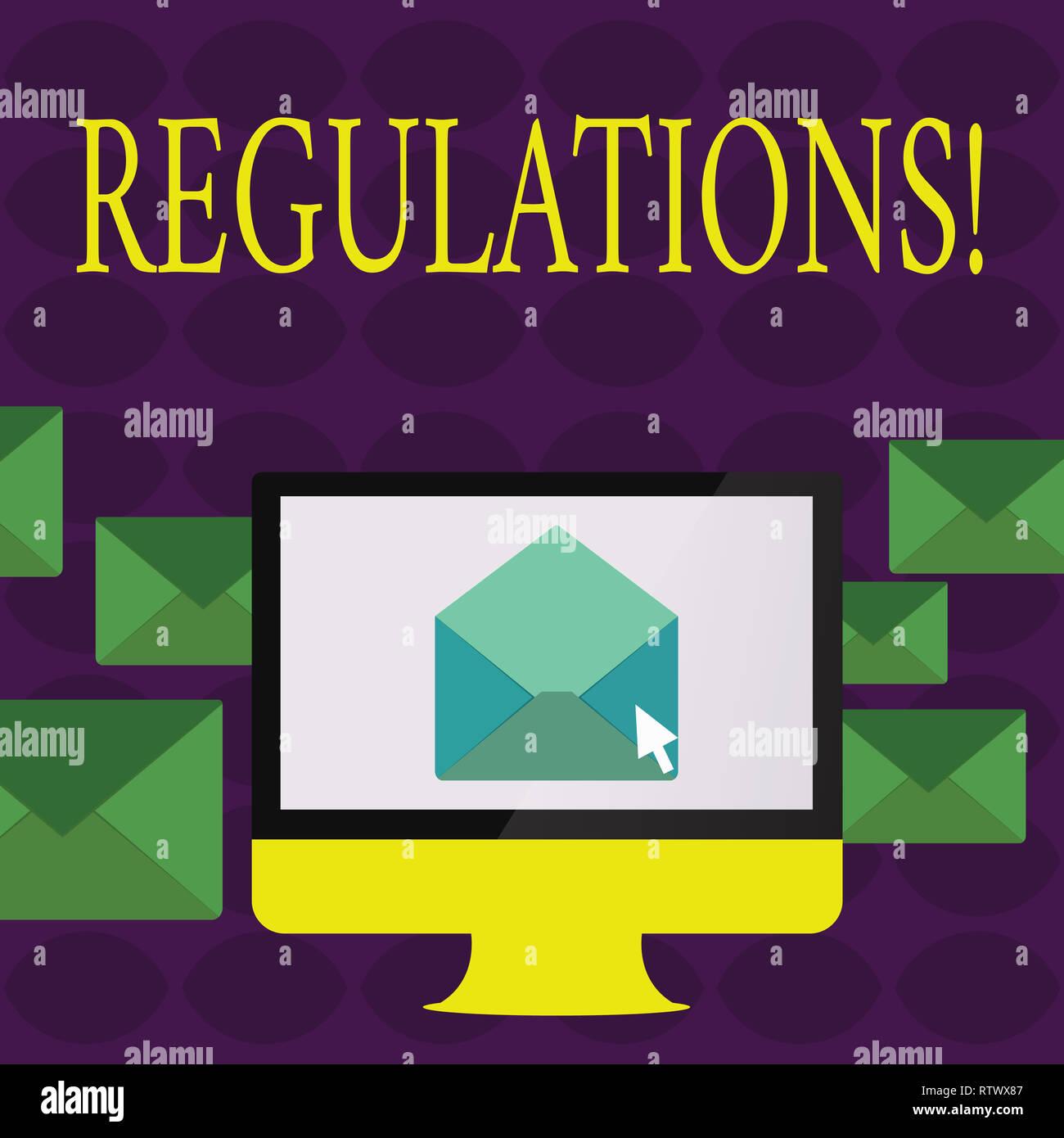 Signe texte montrant la réglementation. Photo conceptuelle lois règles standards de l'entreprise Sécurité des déclarations Politiques Banque D'Images